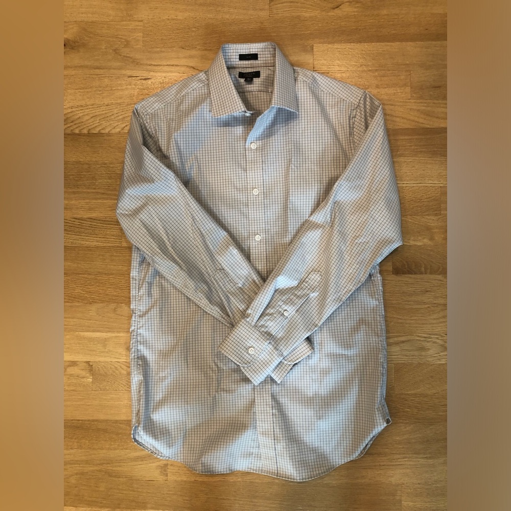 J. Crew Blue and Light Gray Checkered Dress Shirt